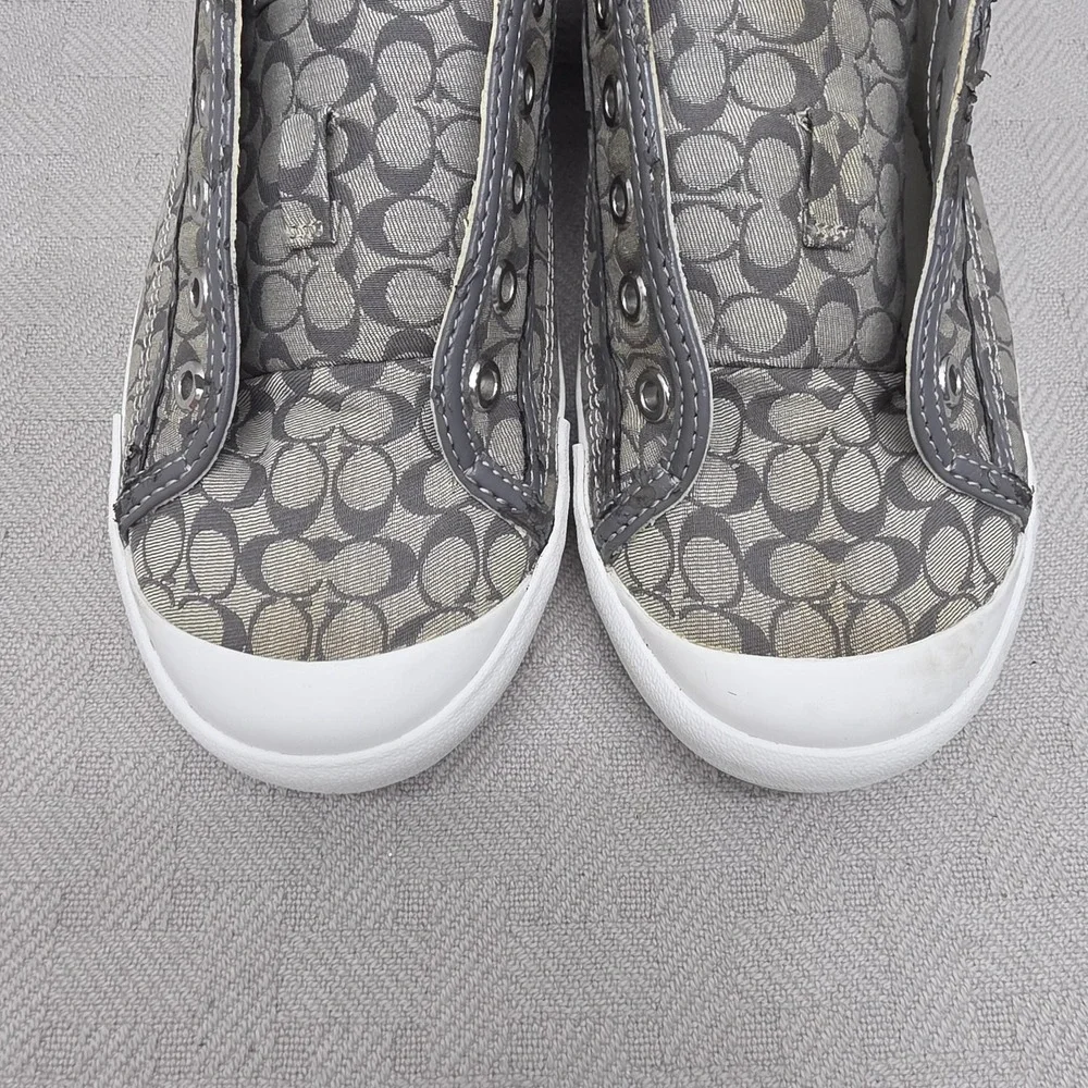 Coach Francesca Shoes Womens Size 10 Gray Canvas Slip On Sneaker A6340